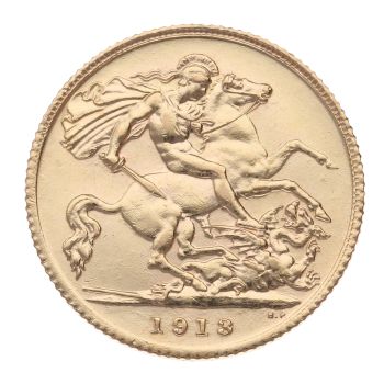 1913 George V Large Head UK Half Sovereign Coin