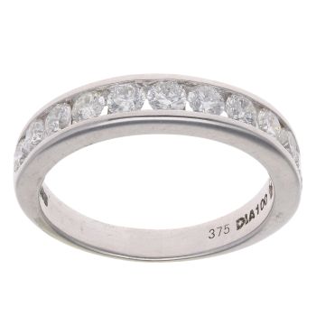 9ct White Gold 1.00ct Brilliant Cut Diamond Half Eternity Ring
