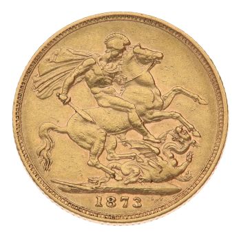 1873 Victoria Young Head UK Full Sovereign Coin