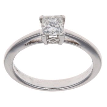 18ct White Gold 0.50ct Princess Cut Diamond Solitaire Ring