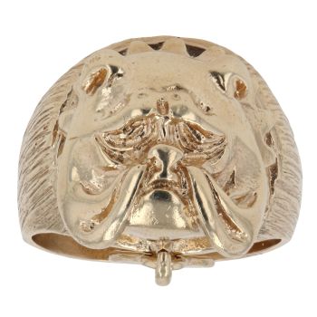 9ct Yellow Gold Bulldog With Tag Signet Ring