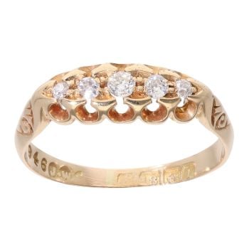 18ct Yellow Gold 0.15ct Diamond Five Stone Ring