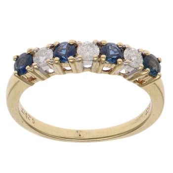 18ct Yellow Gold 0.25ct Brilliant Cut Diamond and Sapphire Eternity Ring