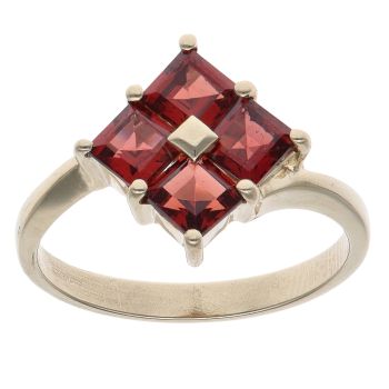 9ct Yellow Gold Garnet Cluster Ring