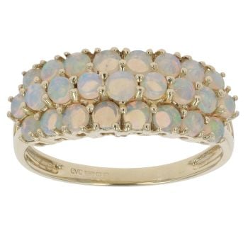 9ct Yellow Gold Three Row Opal Ring