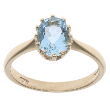 9ct Yellow Gold Aquamarine Solitaire Ring
