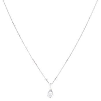 18ct White Gold 0.29ct Brilliant Cut Diamond Pendant And Chain 18"