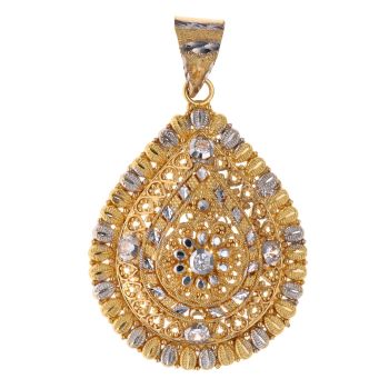 22ct Yellow and White Gold Cubic Zirconia Classic Jali Pendant