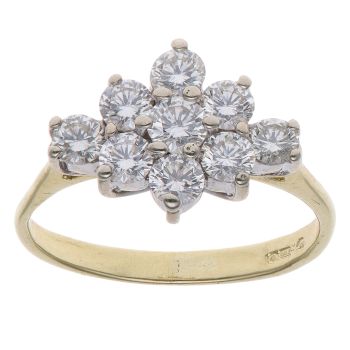 18ct Yellow Gold 0.90ct Brilliant Cut Diamond Cluster Ring