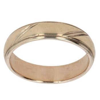 9ct Yellow Gold Patterned Wedding Band 5.6mm