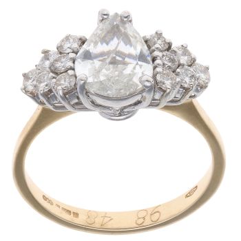 18ct Yellow Gold 1.46ct Pear And Brilliant Cut Diamond Fancy Ring
