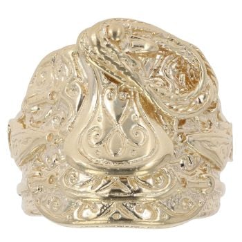 9ct Yellow Gold Patterned Saddle Ring