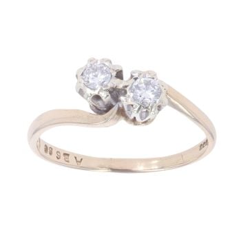 9ct Yellow Gold 0.20ct Diamond Two Stone Ring