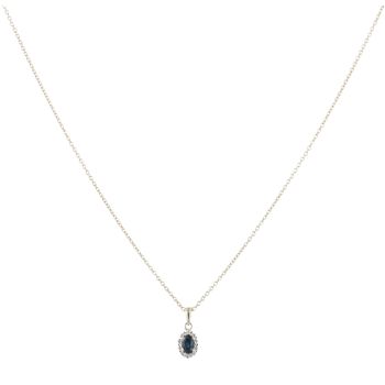 9ct Yellow Gold 0.05ct Diamond and Sapphire Cluster Pendant and Chain 18"