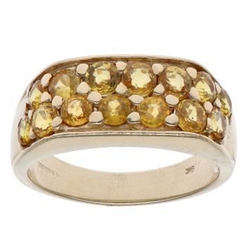 9ct Yellow Gold Citrine Cluster Signet Ring
