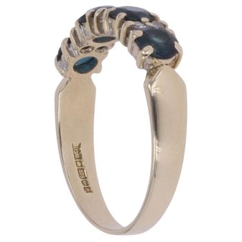 9ct Yellow Gold 0.06ct Diamond And Sapphire Half Eternity Ring