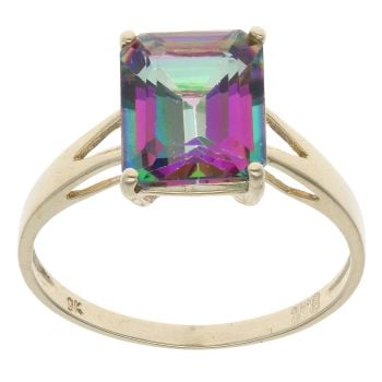 9ct Yellow Gold Mystic Topaz Solitaire Ring