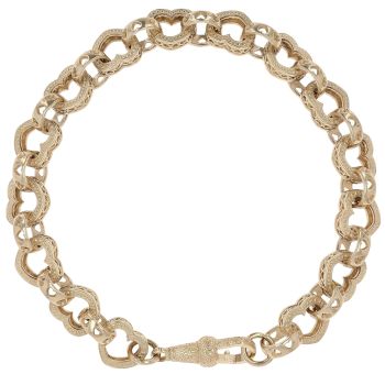 9ct Yellow Gold Heart Belcher Bracelet 8"