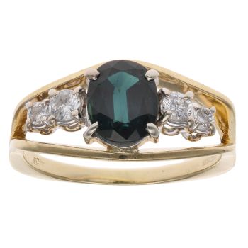 18ct Yellow Gold 0.25ct Diamond and Sapphire Ring
