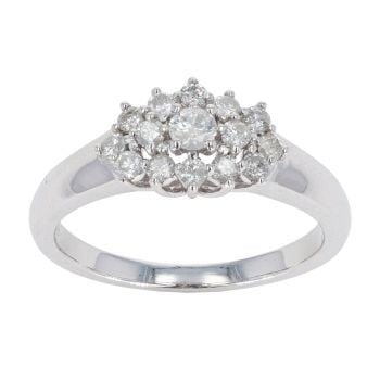 9ct White Gold Diamond Cluster Ring by Anya Belle