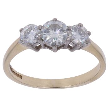 9ct Yellow Gold Moissanite Three Stone Ring