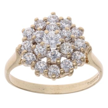 9ct Yellow Gold Cubic Zirconia Cluster Ring