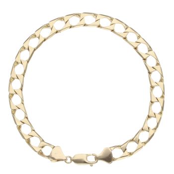 9ct Yellow Gold Rectangle Link Curb Bracelet 8.5"