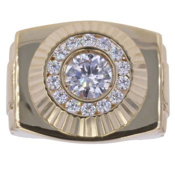 9ct Yellow Gold Cubic Zirconia Watch Style Signet Ring