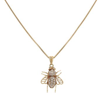 18ct Yellow Gold 0.50ct Brilliant Cut Diamond Fly Pendant And Chain 18"