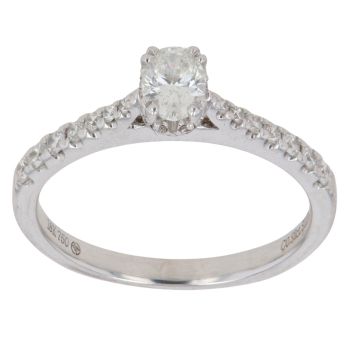 18ct White Gold 0.53ct Oval and Brilliant Cut Diamond Solitaire Ring