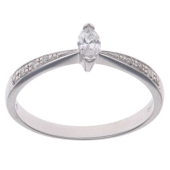 18ct White Gold 0.25ct Marquise and Brilliant Cut Diamond Solitaire Ring