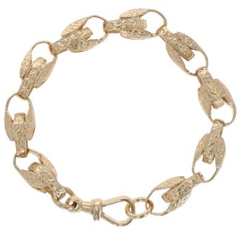 9ct Yellow Gold Patterned Tulip Bracelet 8.5"