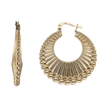 14ct Yellow Gold Beaded Edge Hoop Earrings