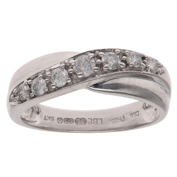 9ct White Gold 0.25ct Brilliant Cut Diamond Crossover Ring