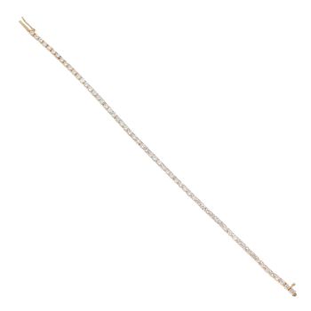 18ct Yellow Gold 3.00ct Brilliant Cut Diamond Tennis Bracelet 6.5"