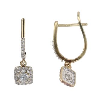 9ct Yellow Gold 0.50ct Brilliant Cut Diamond Cluster Drop Earrings