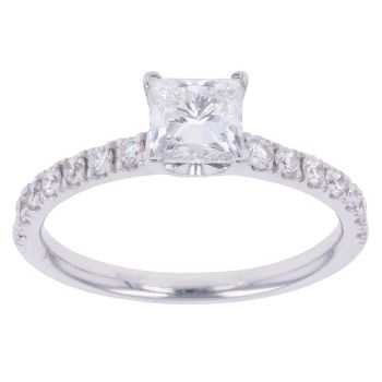 18ct White Gold 1.35ct Princess and Brilliant Cut Lab Grown Diamond Solitaire Ring