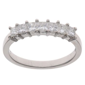 Platinum 0.75ct Princess Cut Diamond Seven Stone Eternity Ring