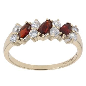 9ct Yellow Gold Cubic Zirconia and Garnet Dress Ring