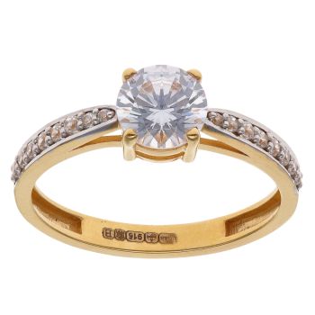 22ct Yellow Gold Cubic Zirconia Solitaire Ring