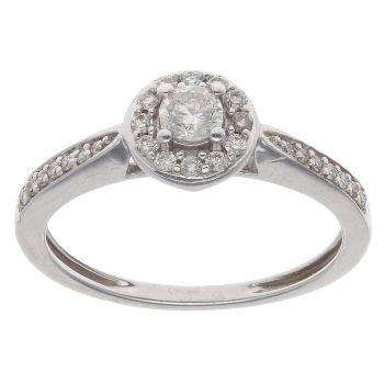9ct White Gold 0.25ct Brilliant Cut Diamond Cluster Ring