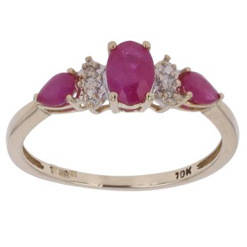 9ct Yellow Gold 0.05ct Diamond and Ruby Fancy Ring