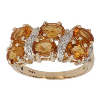 14ct Yellow Gold 0.05ct Diamond and Citrine Fancy Ring