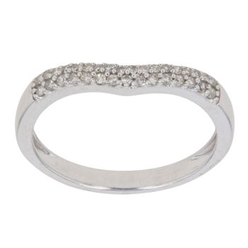 9ct White Gold 0.15ct Brilliant Cut Diamond Wishbone Ring