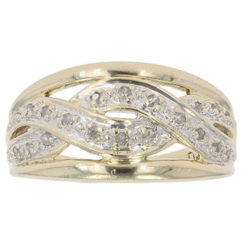 9ct Yellow Gold 0.20ct Diamond Crossover Ring