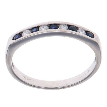 18ct White Gold 0.15ct Diamond and Sapphire Half Eternity Ring
