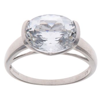 9ct White Gold Cubic Zirconia Single Stone Ring