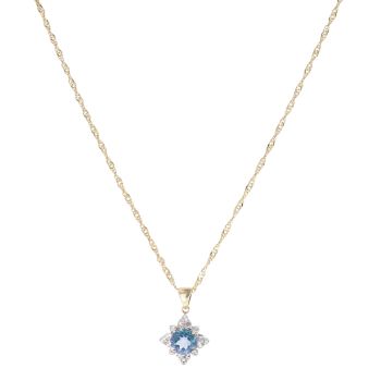 9ct Yellow Gold Cubic Zirconia and Mystic Topaz Cluster Pendant and Chain 18"