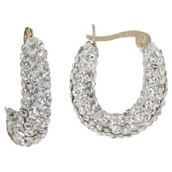 9ct Yellow Gold Small Crystal Hoop Earrings