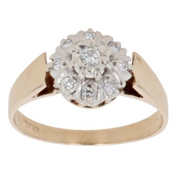 9ct Yellow Gold 0.15ct Brilliant Cut Diamond Cluster Ring